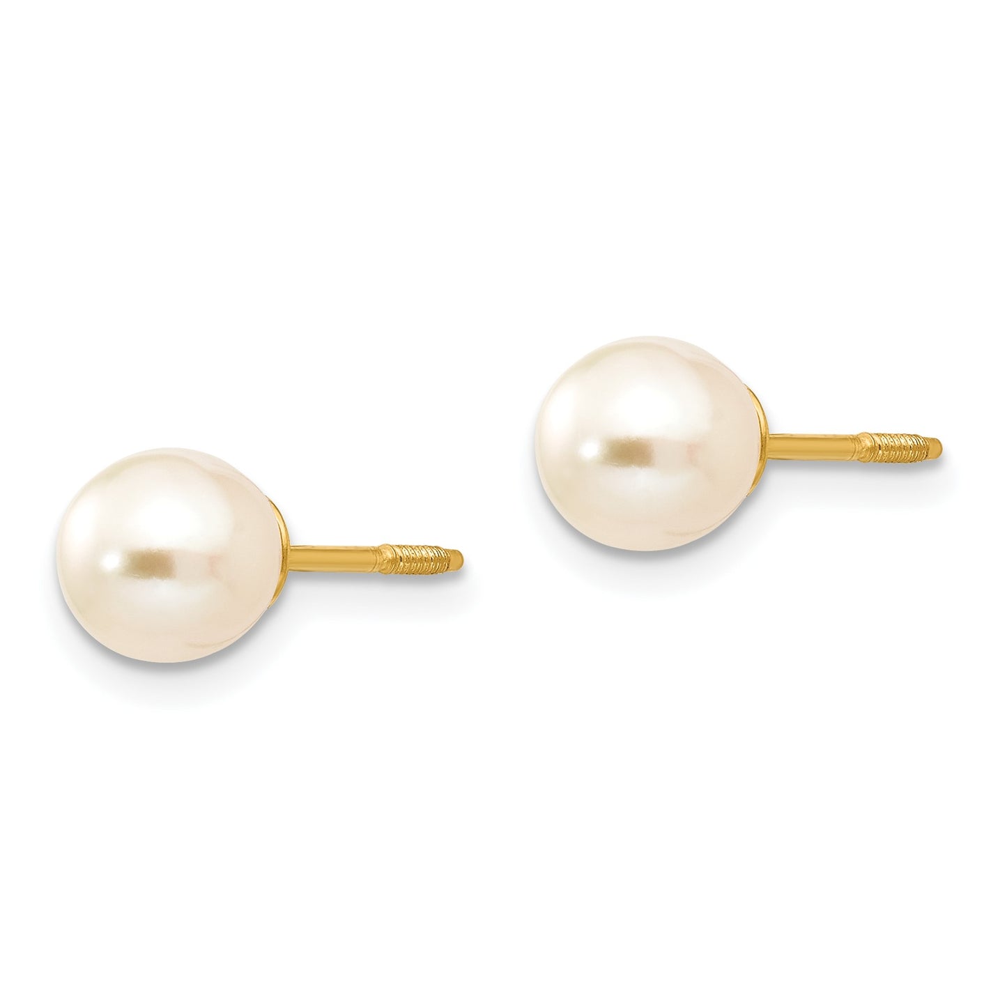 14k Madi K Reversible 5-6mm White Round Freshwater Cultured Pearl and Bead Screwback Post Earrings