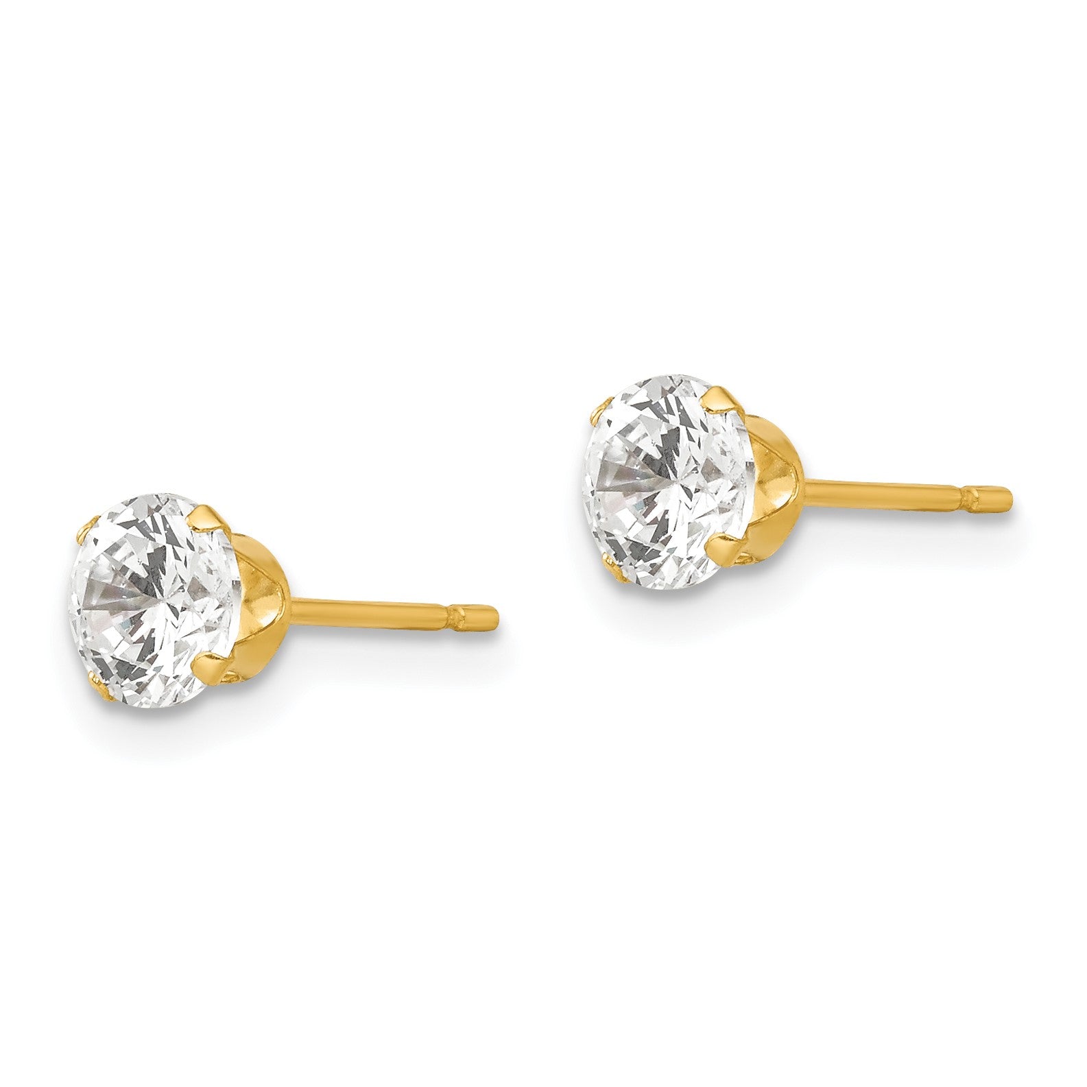14k Madi K 5mm Round CZ Post Earrings