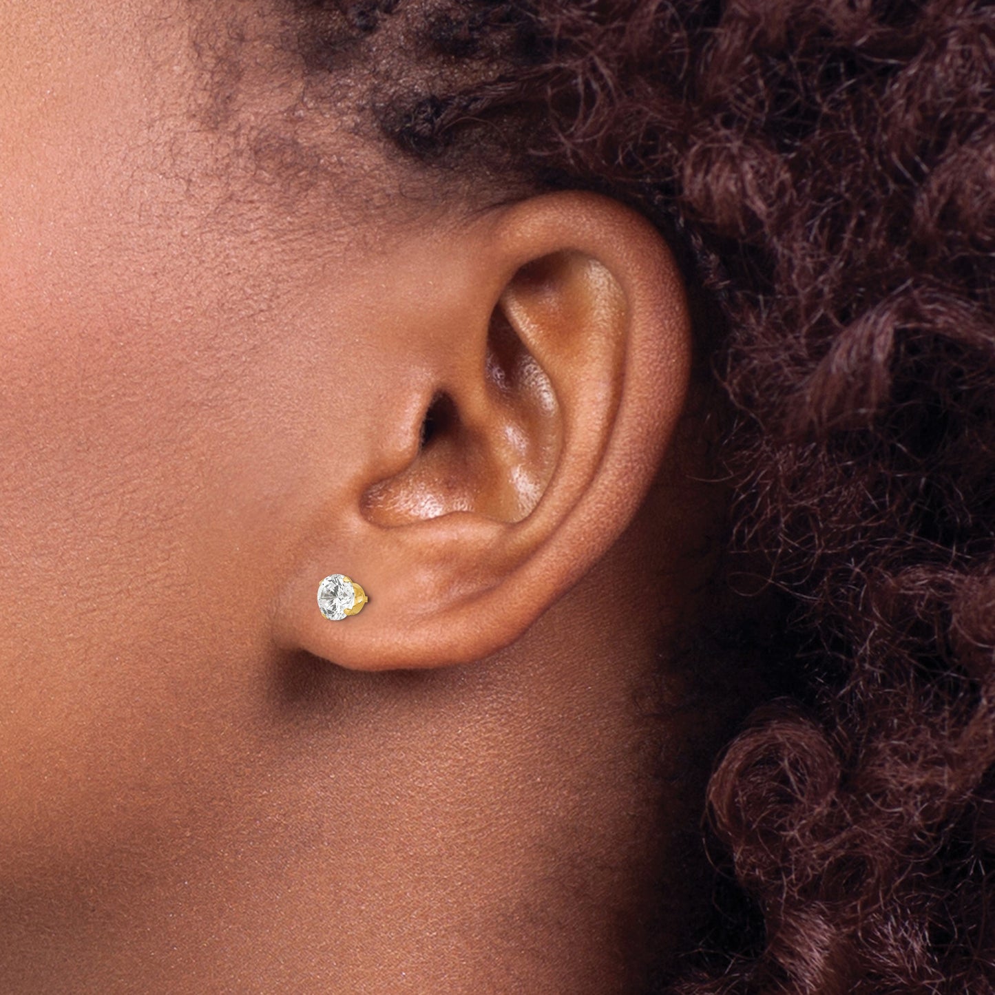 14k Madi K 5mm Round CZ Post Earrings