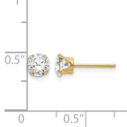 14k Madi K 5mm Round CZ Post Earrings