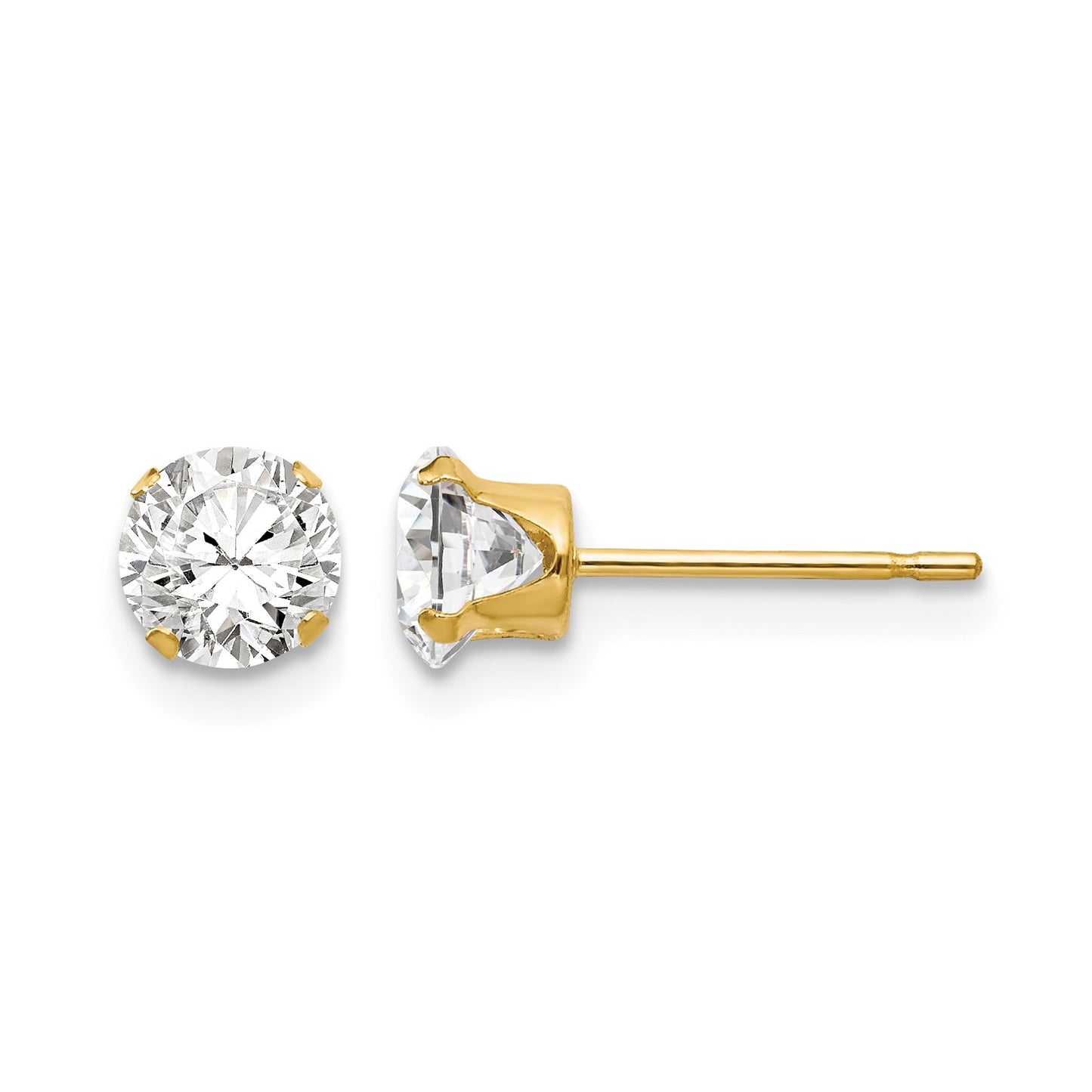 14k Madi K 5mm Round CZ Post Earrings