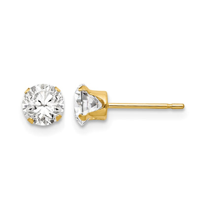 14k Madi K 5mm Round CZ Post Earrings