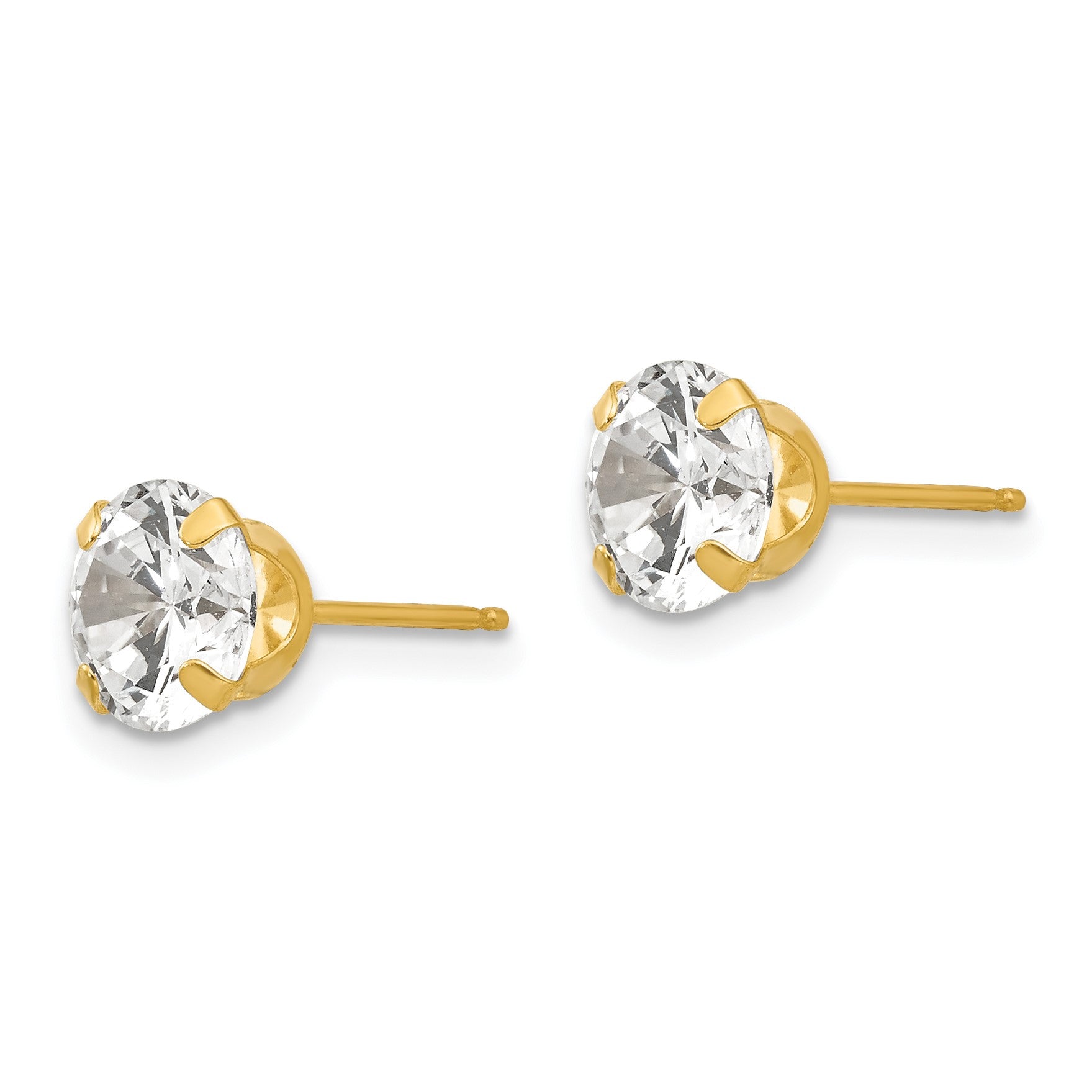 14k Madi K 6.5mm Round CZ Post Earrings