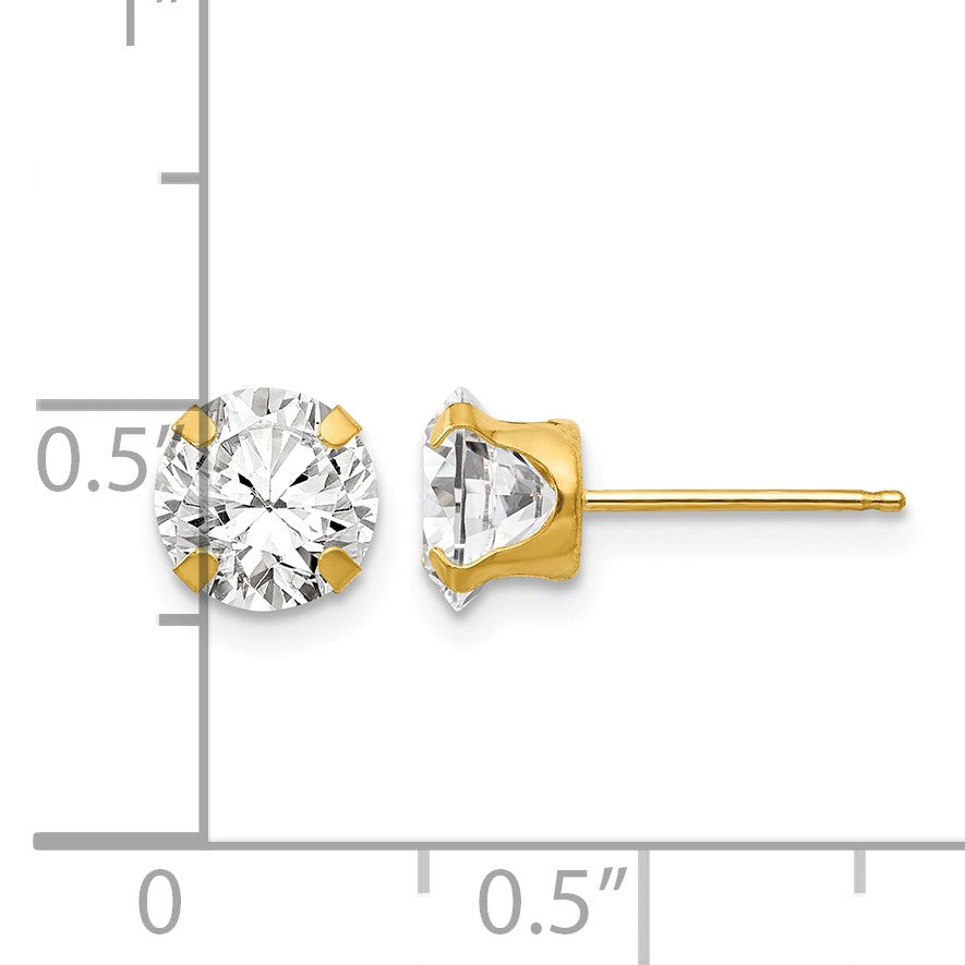 14k Madi K 6.5mm Round CZ Post Earrings