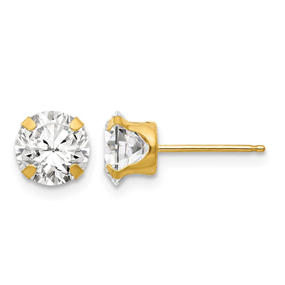 14k Madi K 6.5mm Round CZ Post Earrings