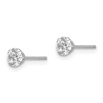 14k White Gold Madi K 4mm Round CZ Post Earrings