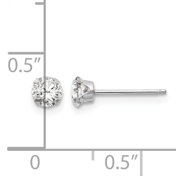 14k White Gold Madi K 4mm Round CZ Post Earrings