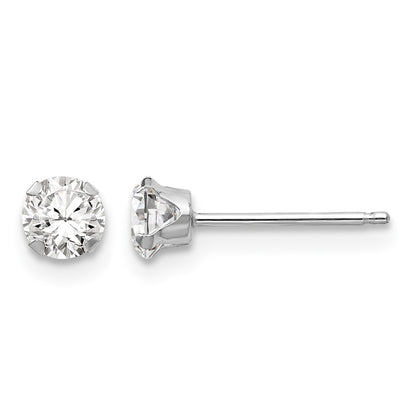 14k White Gold Madi K 4mm Round CZ Post Earrings