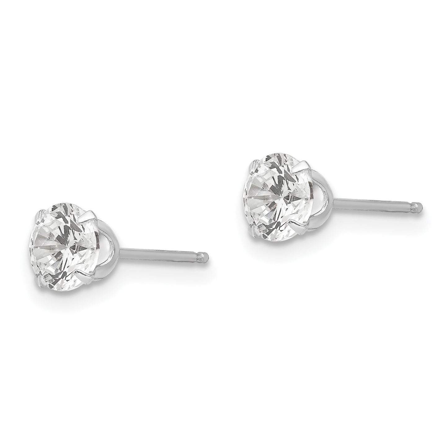 14k White Gold Madi K 5.25mm Round CZ Post Earrings