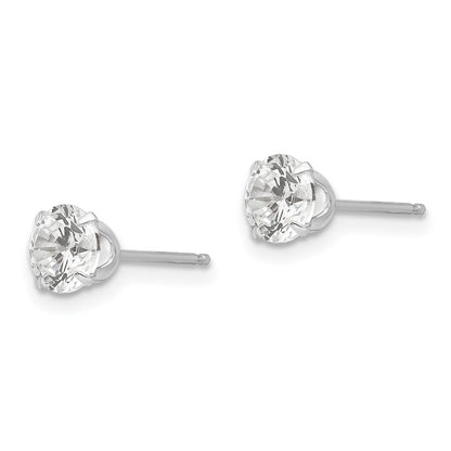14k White Gold Madi K 5.25mm Round CZ Post Earrings