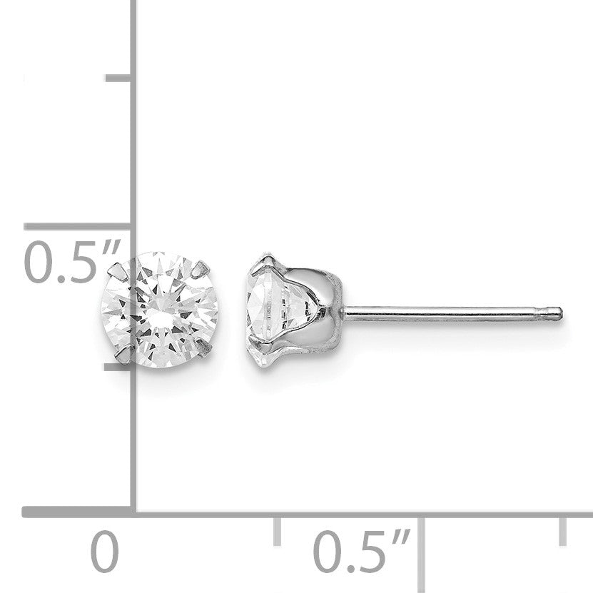 14k White Gold Madi K 5.25mm Round CZ Post Earrings