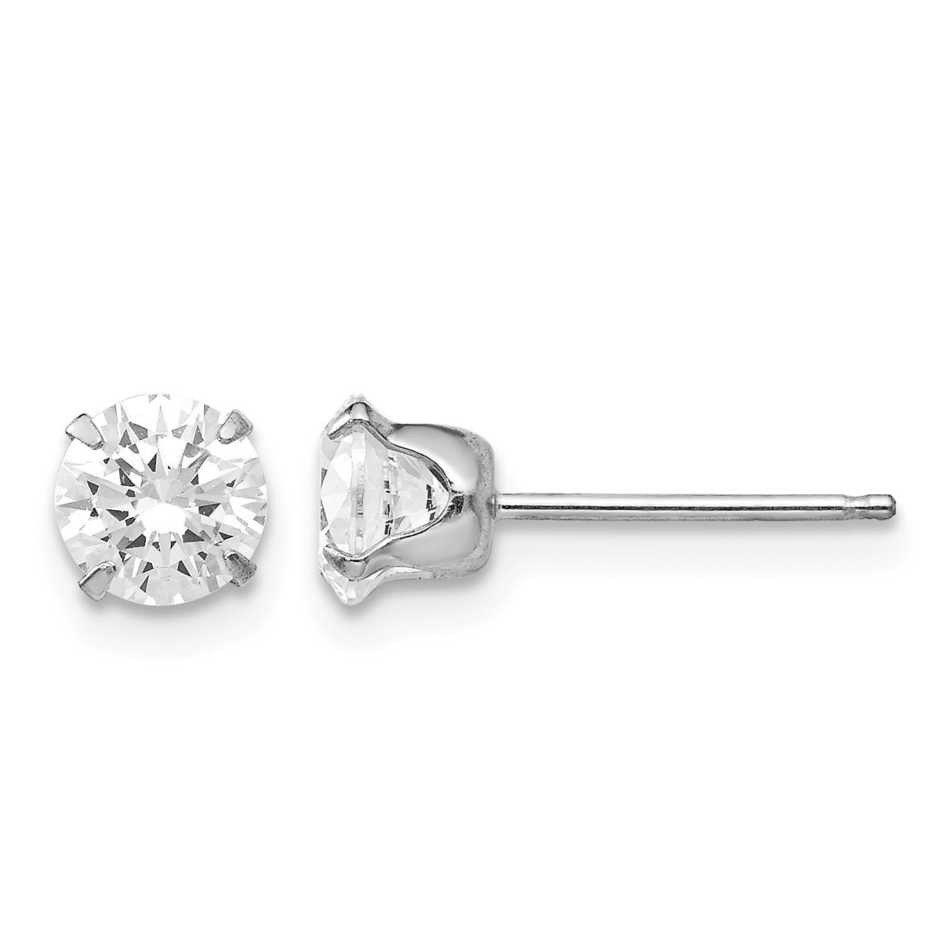 14k White Gold Madi K 5.25mm Round CZ Post Earrings