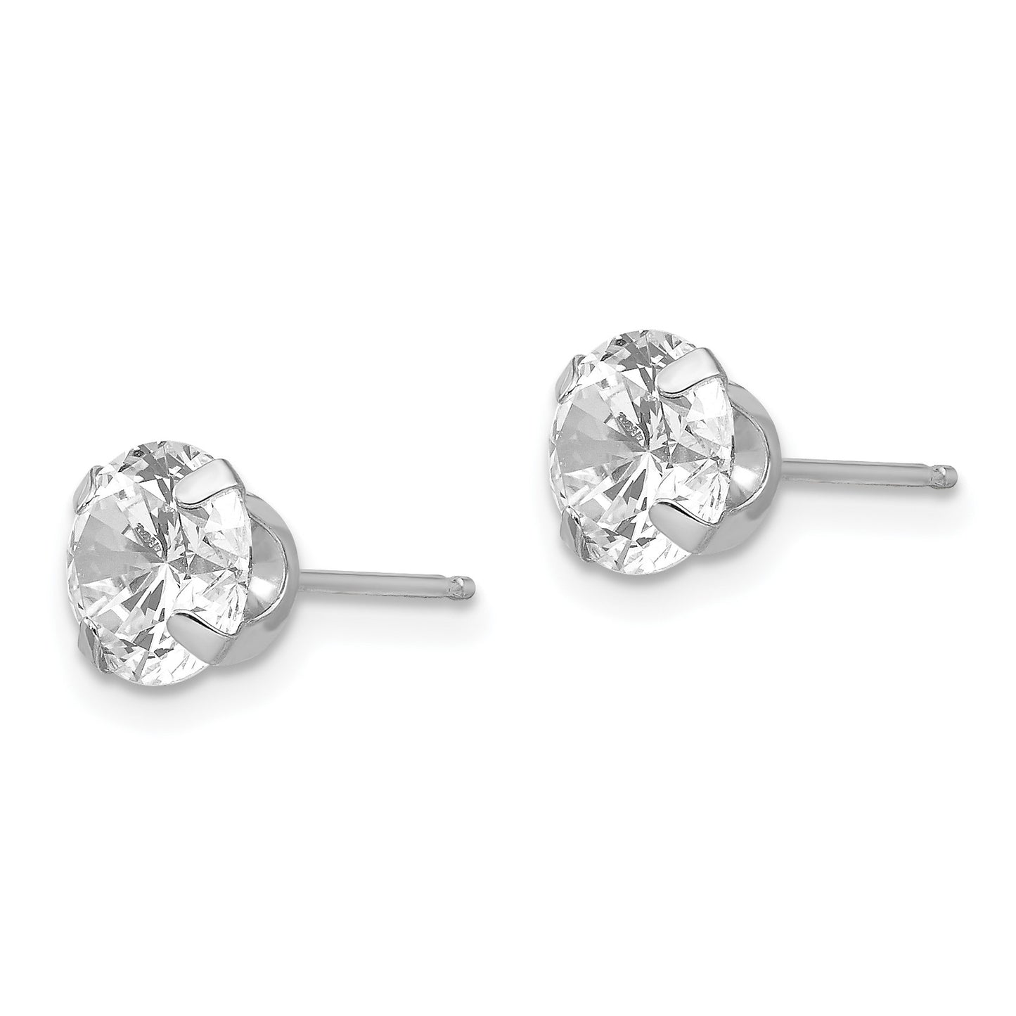 14k White Gold Madi K 6.5mm Round CZ Post Earrings