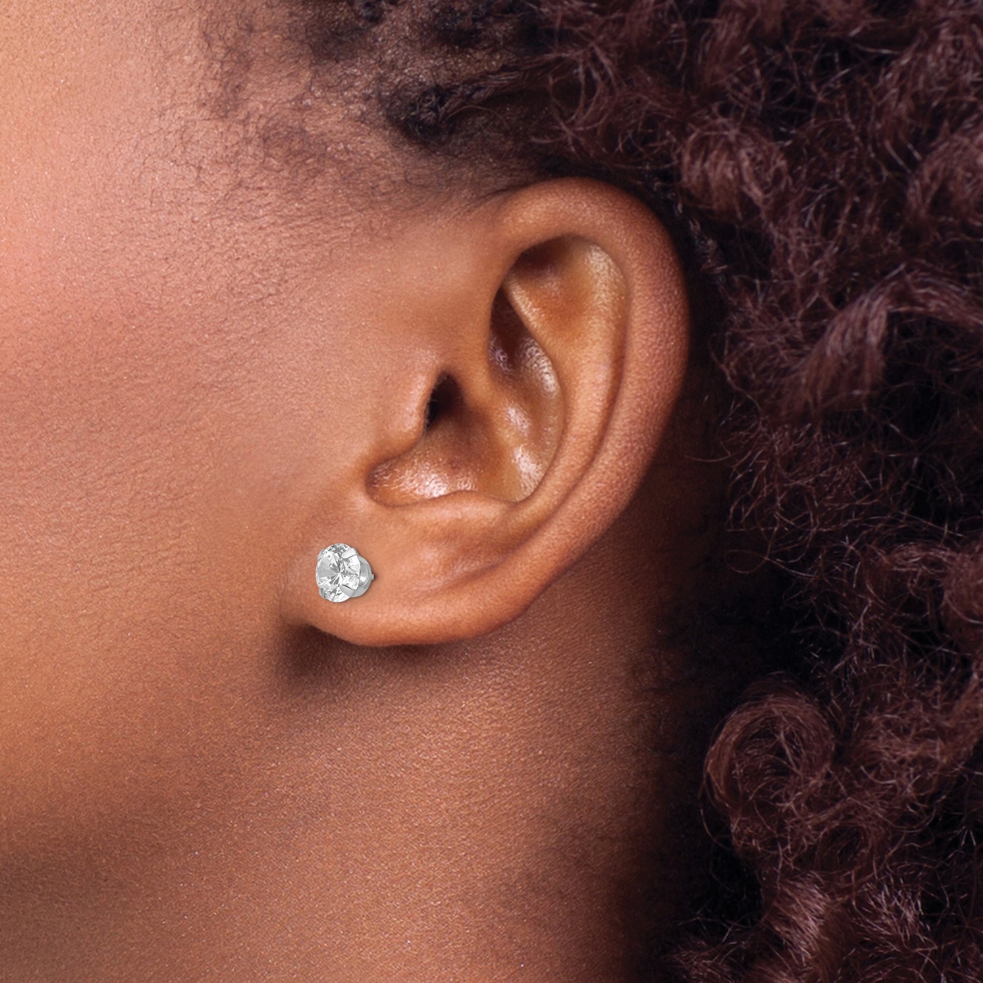 14k White Gold Madi K 6.5mm Round CZ Post Earrings
