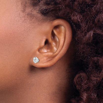 14k White Gold Madi K 6.5mm Round CZ Post Earrings