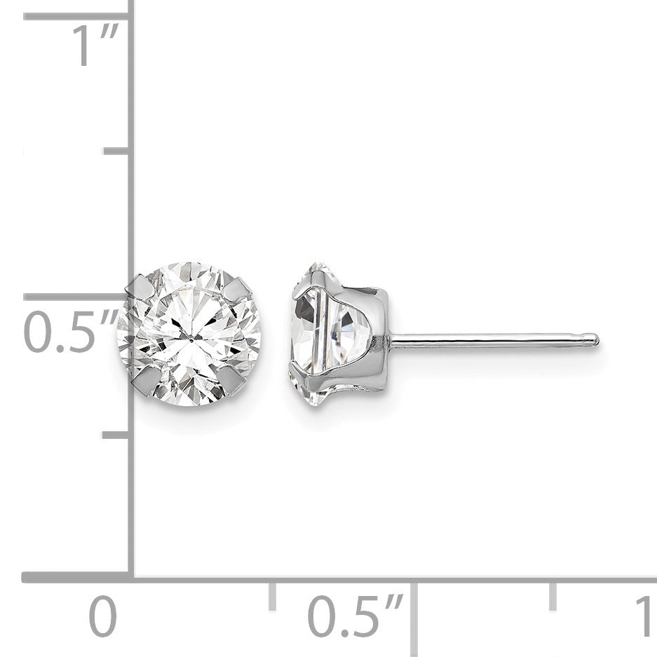 14k White Gold Madi K 6.5mm Round CZ Post Earrings