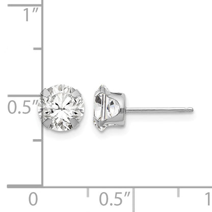 14k White Gold Madi K 6.5mm Round CZ Post Earrings