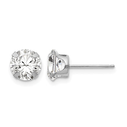 14k White Gold Madi K 6.5mm Round CZ Post Earrings