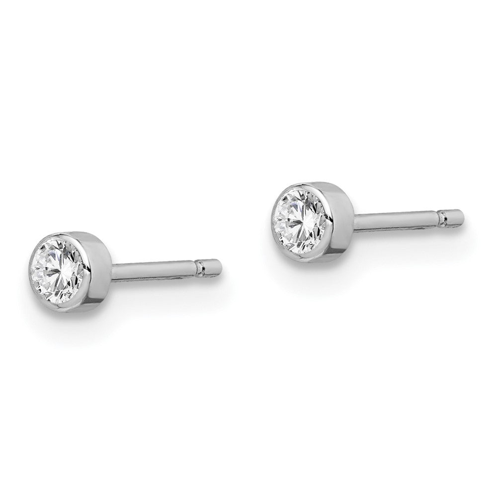 14k Madi K White Gold 3mm CZ Bezel Post Earrings