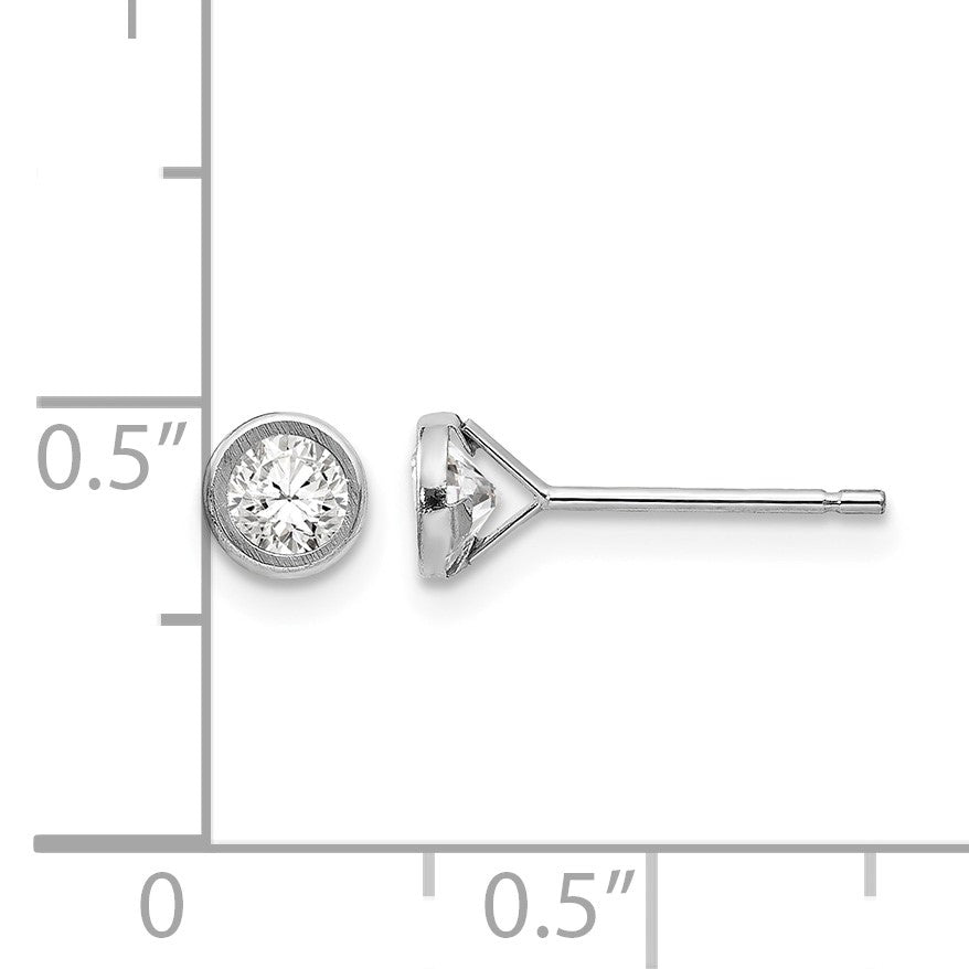 14k White Gold Madi K 4mm Bezel-Set Round CZ Post Earrings