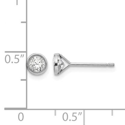 14k White Gold Madi K 4mm Bezel-Set Round CZ Post Earrings