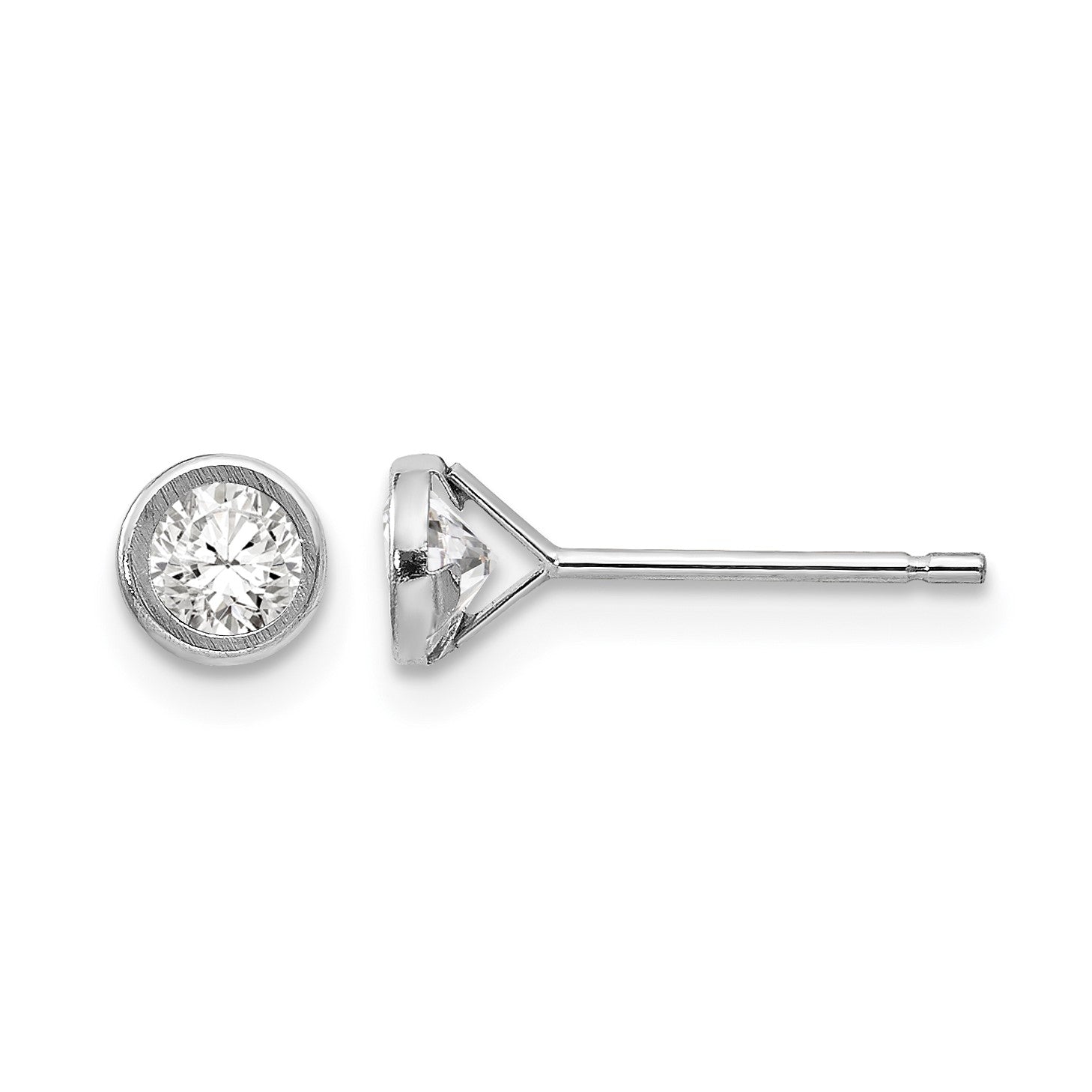 14k White Gold Madi K 4mm Bezel-Set Round CZ Post Earrings