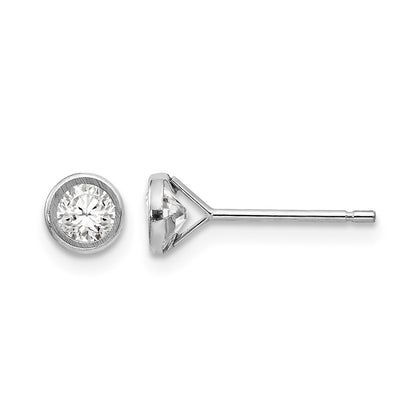 14k White Gold Madi K 4mm Bezel-Set Round CZ Post Earrings