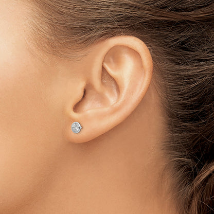 14k White Gold Madi K 5mm Bezel-Set Round CZ Post Earrings