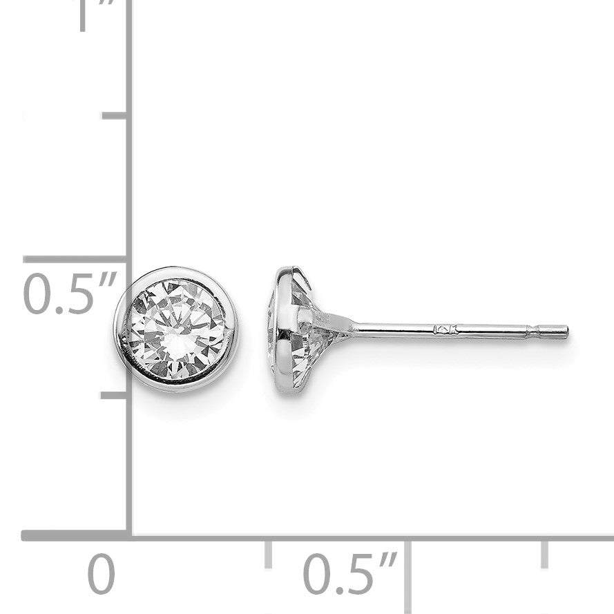14k White Gold Madi K 5mm Bezel-Set Round CZ Post Earrings