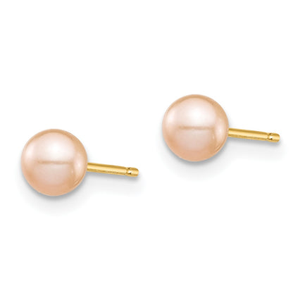 14k Madi K 4-5mm Pink Round Freshwater Cultured Pearl Stud Post Earrings with Silicone Backs