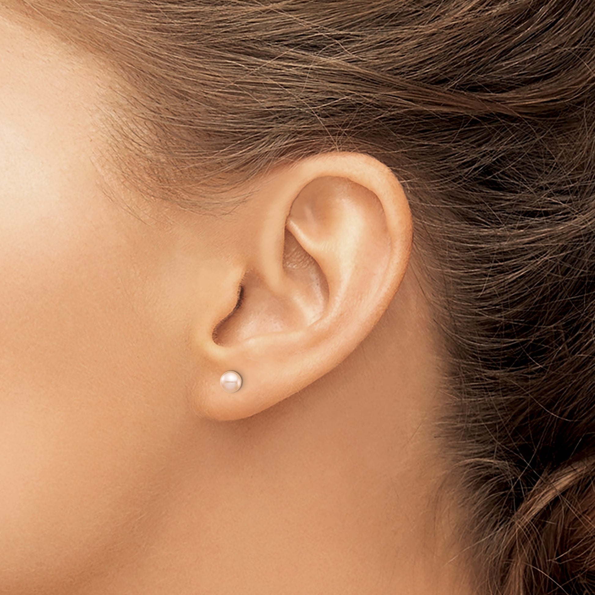 14k Madi K 4-5mm Pink Round Freshwater Cultured Pearl Stud Post Earrings with Silicone Backs