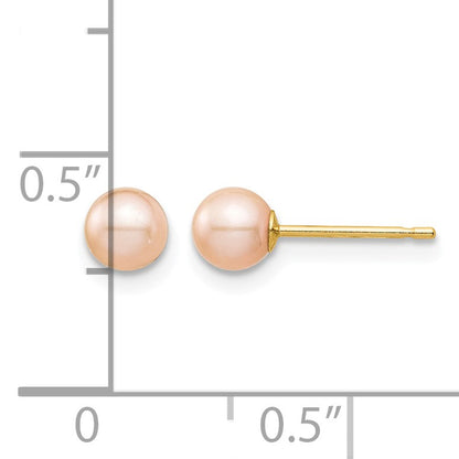 14k Madi K 4-5mm Pink Round Freshwater Cultured Pearl Stud Post Earrings with Silicone Backs