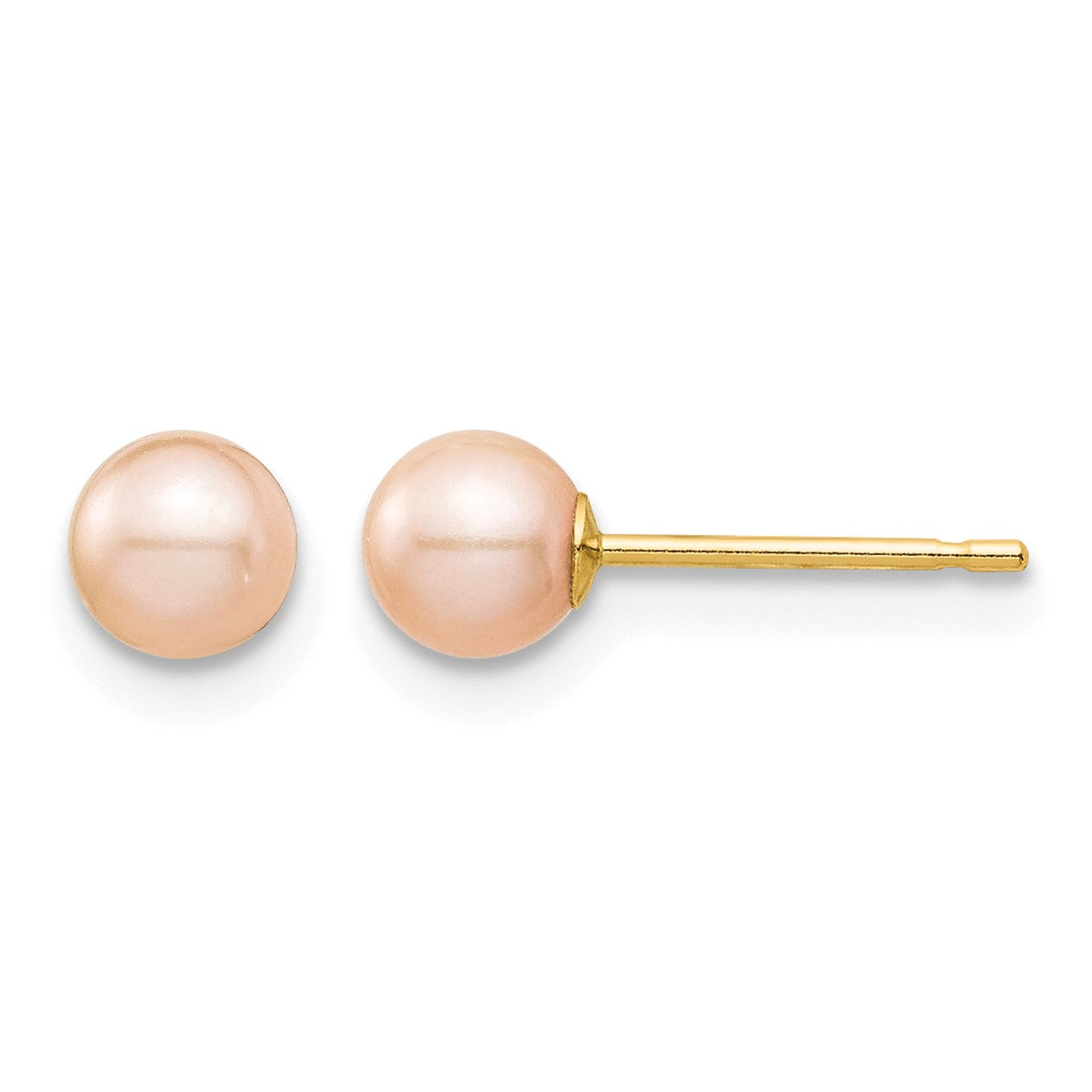14k Madi K 4-5mm Pink Round Freshwater Cultured Pearl Stud Post Earrings with Silicone Backs