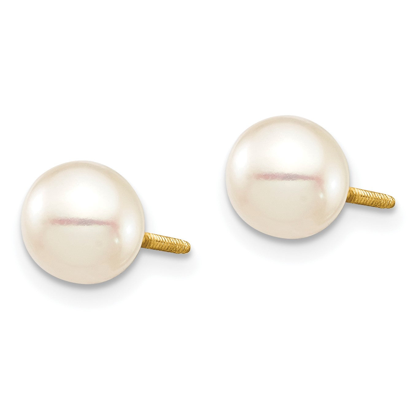 14k Madi K 6-7mm White Round Freshwater Cultured Pearl Screwback Post Earrings
