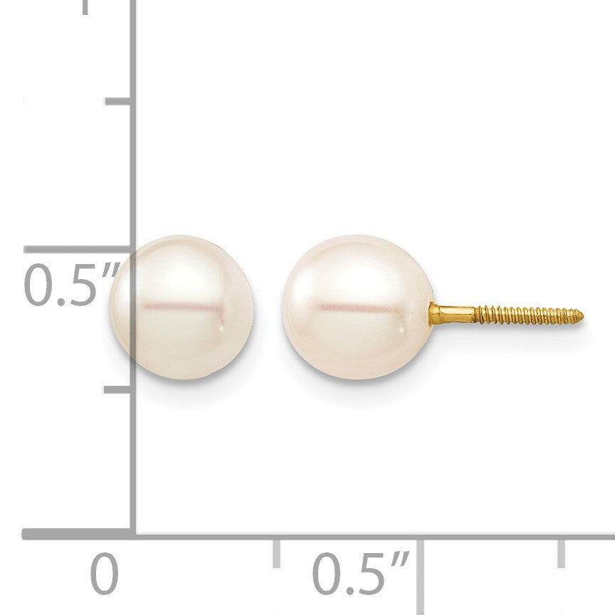 14k Madi K 6-7mm White Round Freshwater Cultured Pearl Screwback Post Earrings
