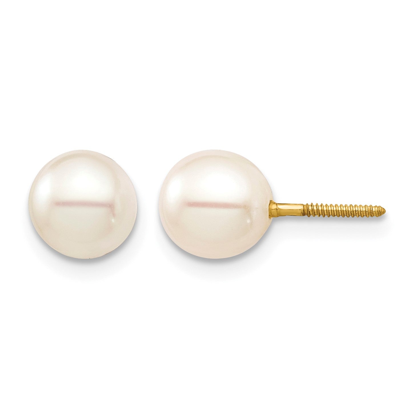 14k Madi K 6-7mm White Round Freshwater Cultured Pearl Screwback Post Earrings