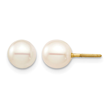 14k Madi K 6-7mm White Round Freshwater Cultured Pearl Screwback Post Earrings