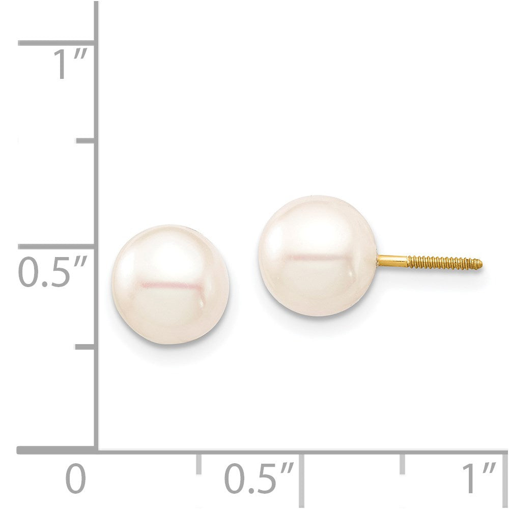 14k Madi K 7-8mm White Round Freshwater Cultured Pearl Screwback Post Earrings