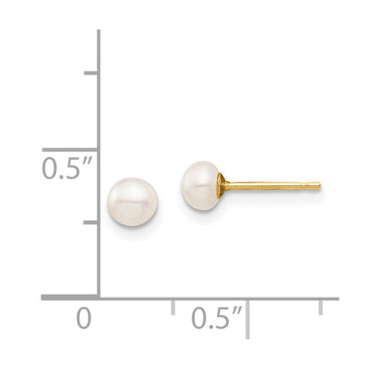 14k Madi K 4-5mm White Button Freshwater Cultured Pearl Stud Post Earrings with Silicone Backs