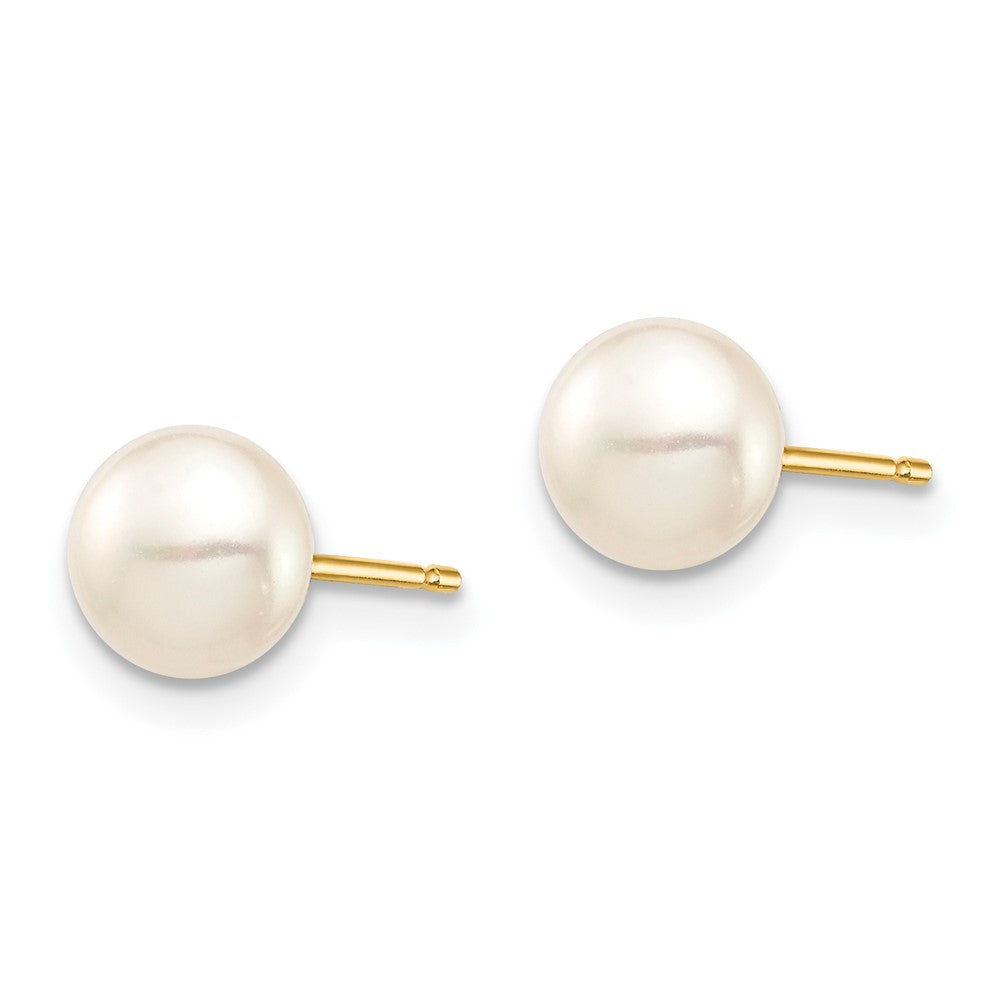 14k Madi K 6-7mm White Button Freshwater Cultured Pearl Stud Post Earrings with Silicone Backs