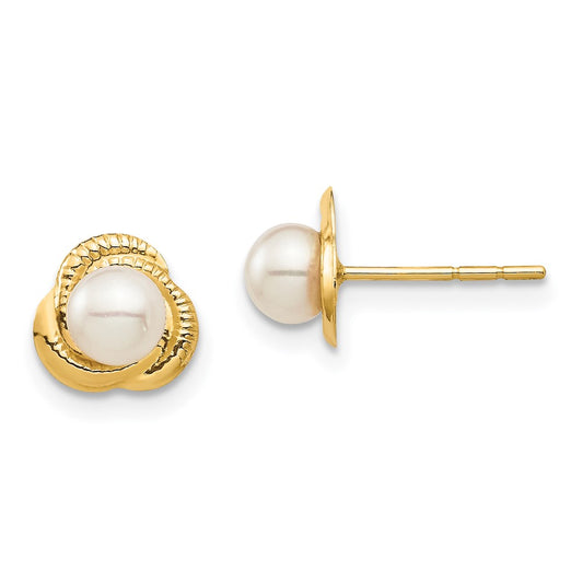 14k Madi K 4-5mm White Button Freshwater Cultured Pearl Post Earrings with Silicone Backs