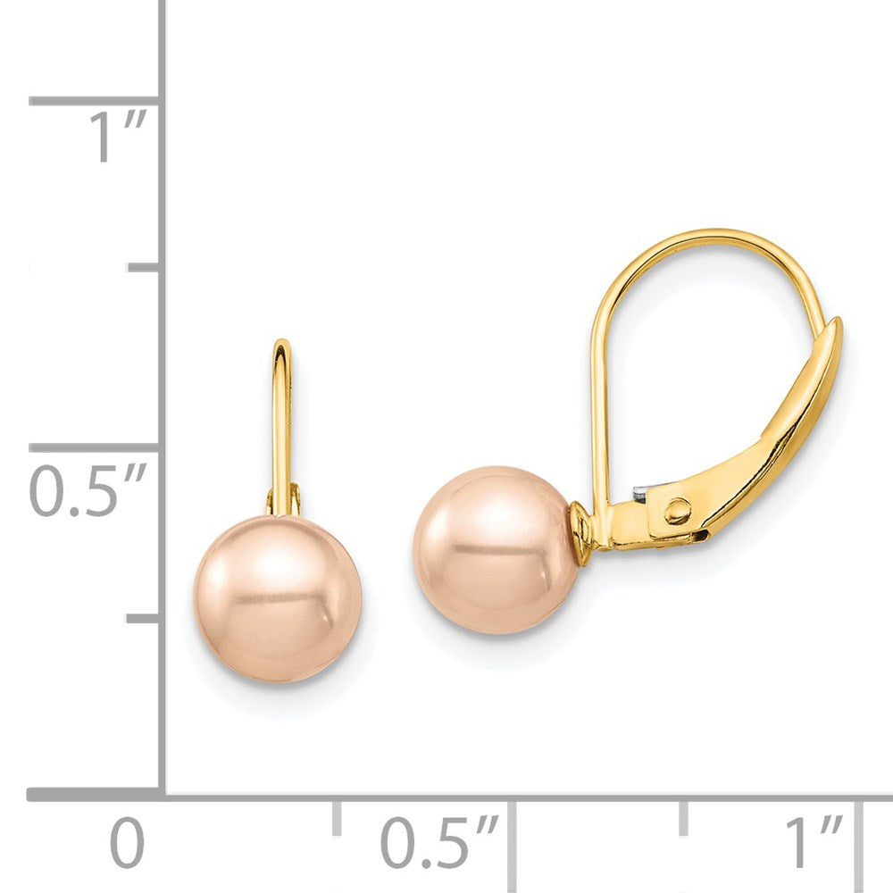 14k Madi K 6-7mm Pink Round Freshwater Cultured Pearl Leverback Earrings