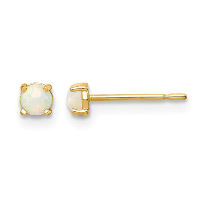 14k Madi K 3.00mm Synthetic Lab Created Opal Post Earrings