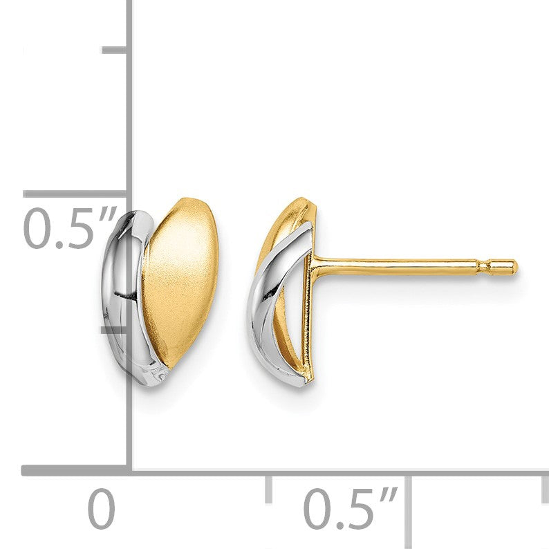 14k w/Rhodium Madi K Satin Leaf Post Earrings