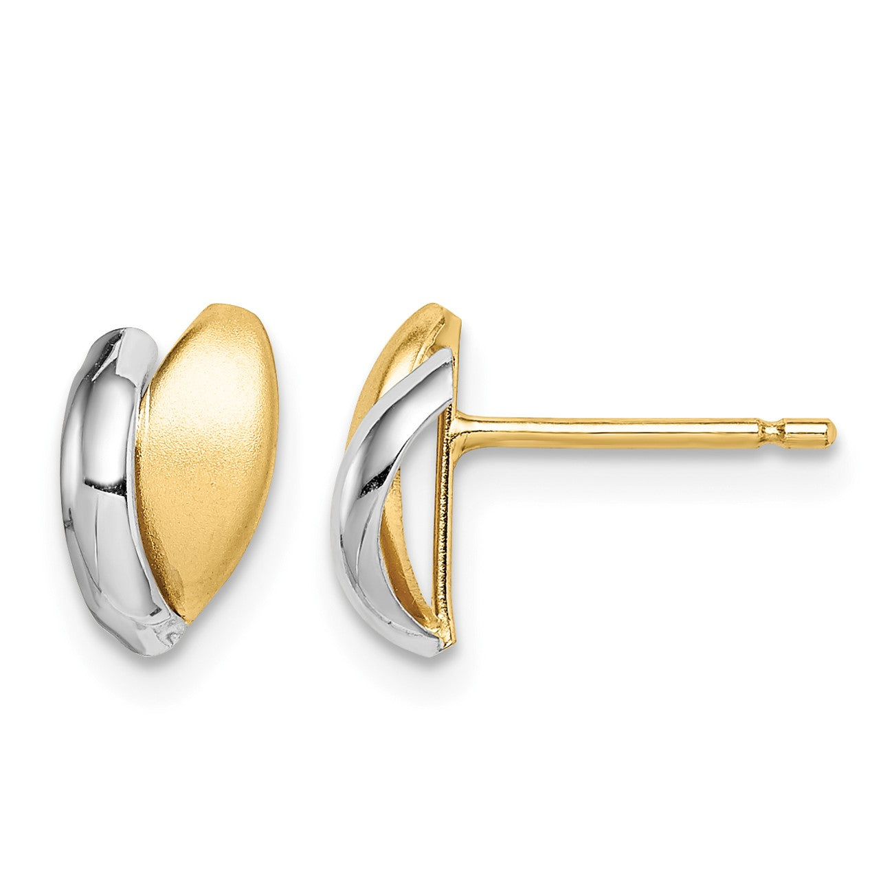 14k w/Rhodium Madi K Satin Leaf Post Earrings