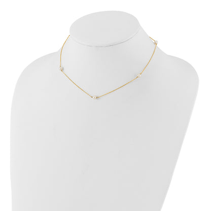 14k Madi K 4-5mm White Round Freshwater Cultured Pearl 5-Station 15.25 inch Necklace