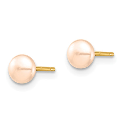 14k Madi K 4-5mm Pink Button Freshwater Cultured Pearl Stud Post Earrings with Silicone Backs