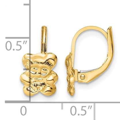 14K Madi K Polished Teddy Bear Childrens Leverback Earrings