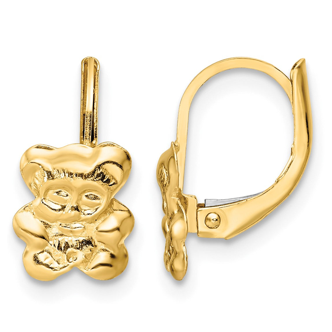 14K Madi K Polished Teddy Bear Childrens Leverback Earrings