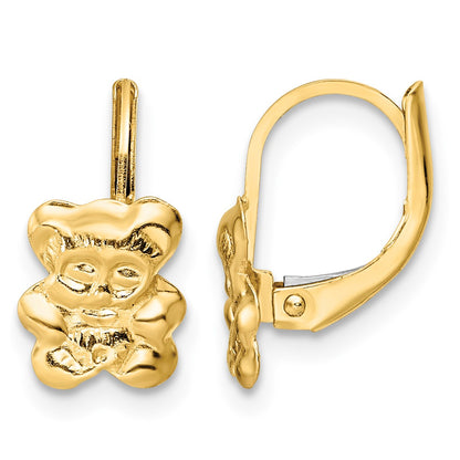 14K Madi K Polished Teddy Bear Childrens Leverback Earrings